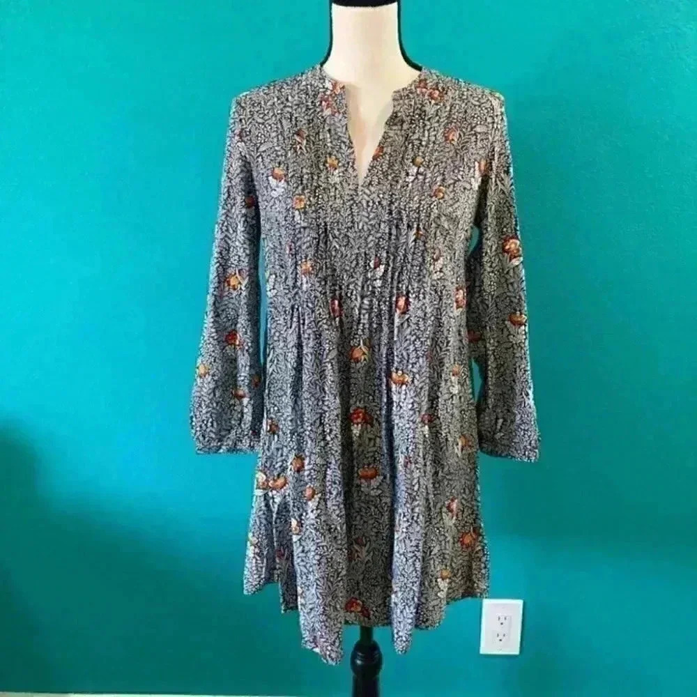 Old navy boho multicolor floral long sleeve dress in size xs